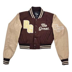 Brown Cropped Varsity Jacket